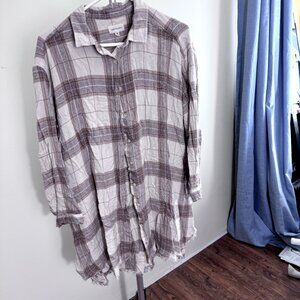 Thread + Supply Women’s M Plaid Long Sleeve Cotton Blend Flannel Multicolor Long